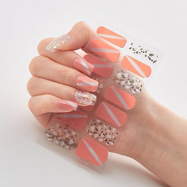 New Year Patterned Nail Decor Nail Polish Nail Art Stickers Full Beauty Sticker for Nails Nail Accessorie Christmas Nail Sticker 3D Nail Art Stickers Decal Slider Template Diy Nail Tool Decorations Nail Art Design Self Adhesive Luxury Designer Nail Sticke