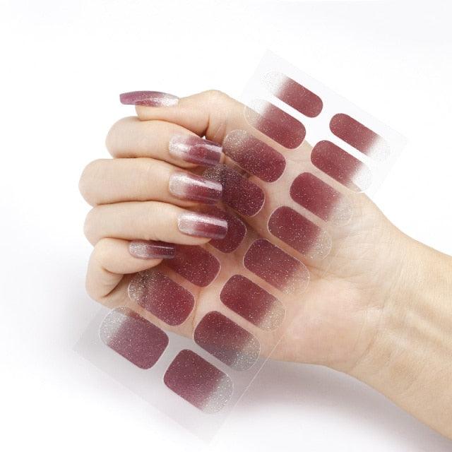 New Year Pure Color Nail Wrap Decals Plain Decor Stickers Nail Art Sticker Set Minimalist Nail Strip Christmas Nail Sticker Nail Decorations Accessories Metal Curve Stripe Lines Design Letter Nail Sticker Adhesive Decoration Template Nail Tool Decor
