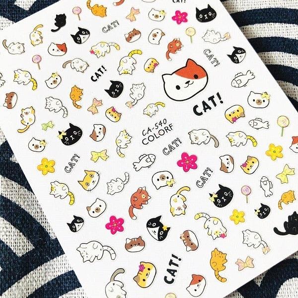 Newest Cats 3D Nail Art Sticker Decal Template Nail Tool Decorations Cute Nail Stickers for Kids and Little Girls Sheets Self Adhesive Nail Art Stickers 3D Animal Nail Decals Nail Art Decoration Set Including Cat Dog Strawberry Bear Chick Bunny Pat