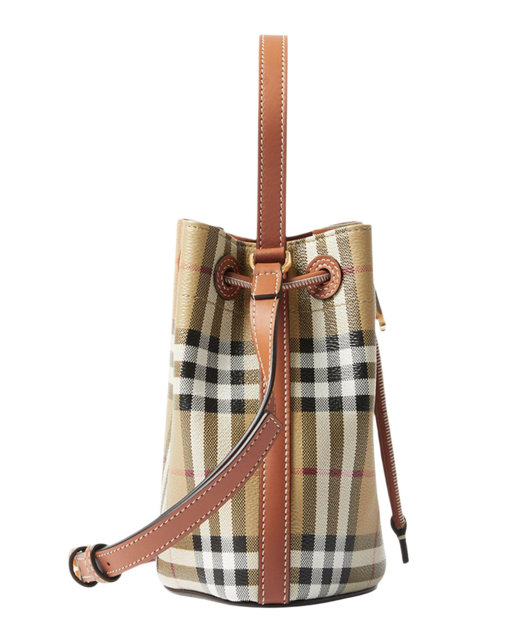 Burberry Check Drawstring Bucket Bag