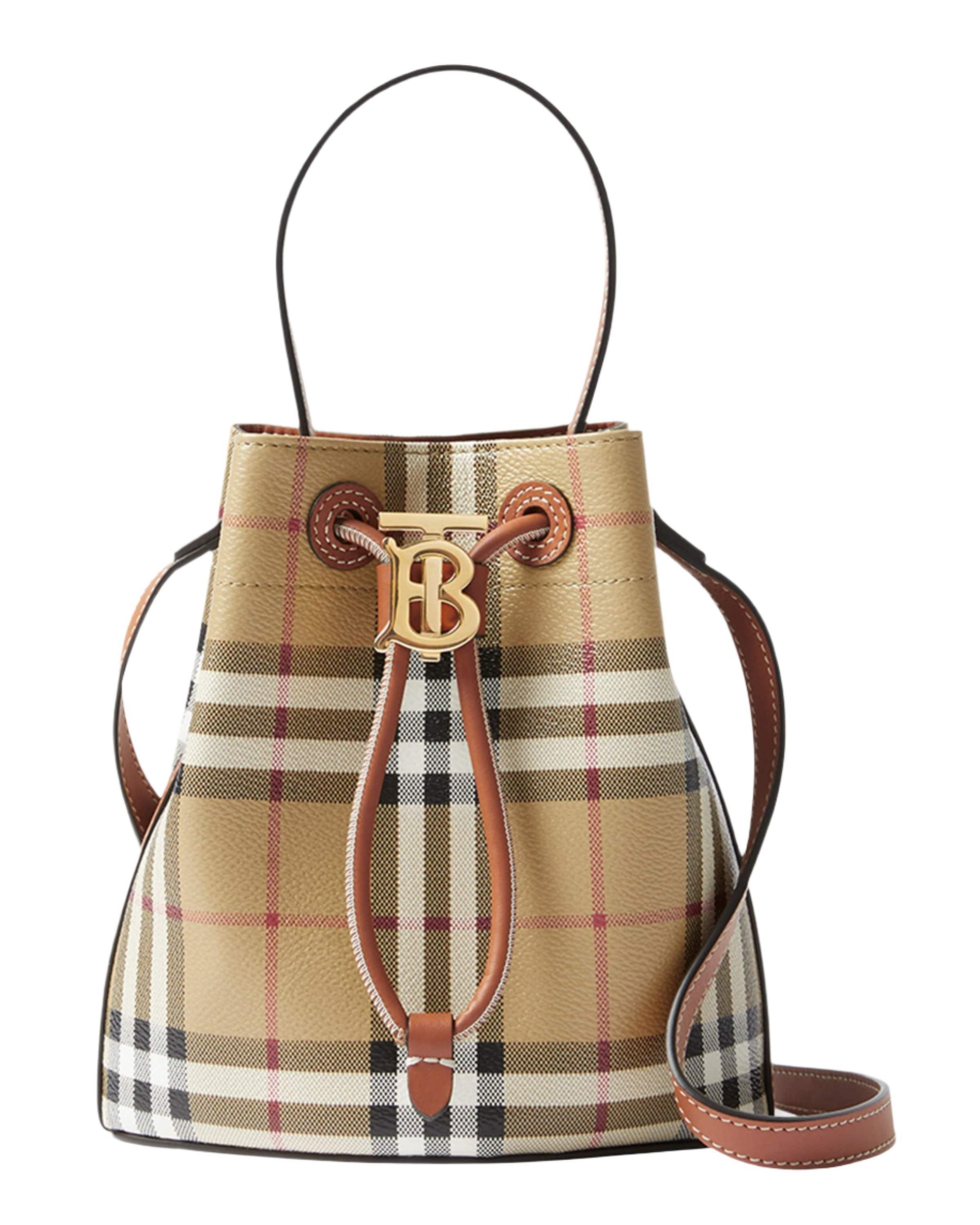 Burberry Check Drawstring Bucket Bag