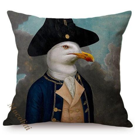 Nordic Art Posters Style Pillow Covers Decorative Cushion Cover Zebra Giraffe Elephant Horse Fashion Animal Wearing Hat Sofa Throw Pillow Case Stevvex