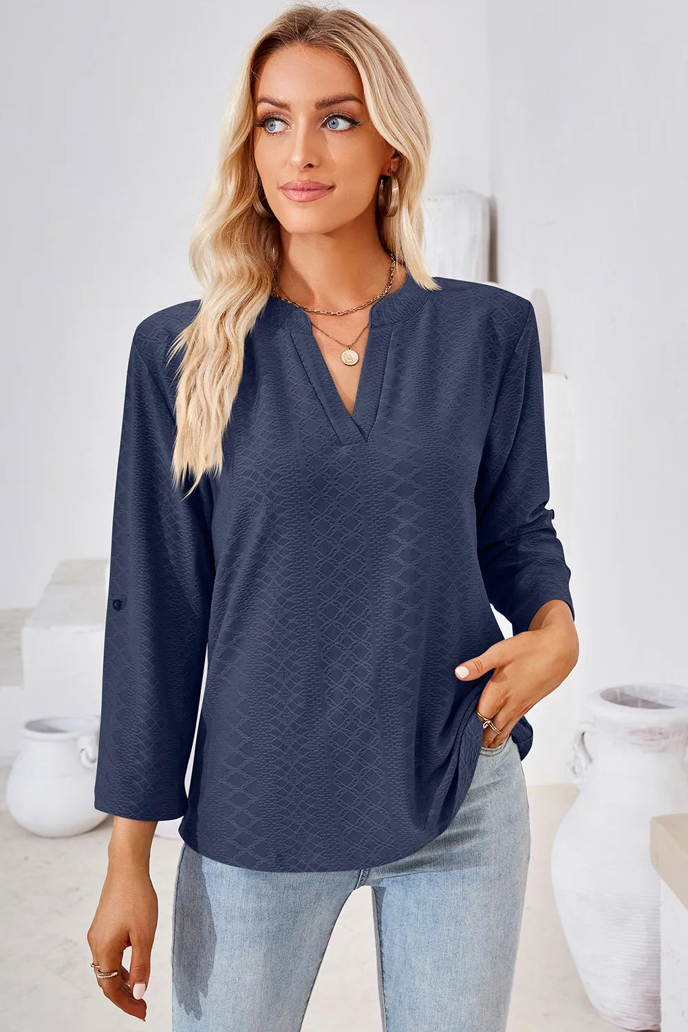 Notched Roll-Tab Sleeve T-Shirt V.I.P Digital Presence