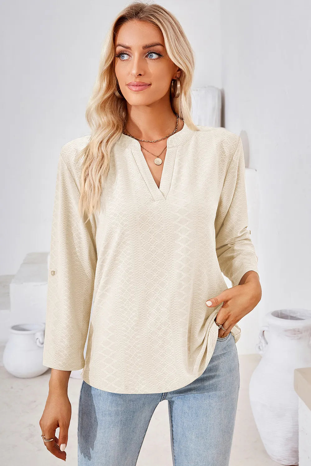 Notched Roll-Tab Sleeve T-Shirt V.I.P Digital Presence