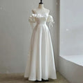 Off the Shoulder Satin Light Wedding Dress