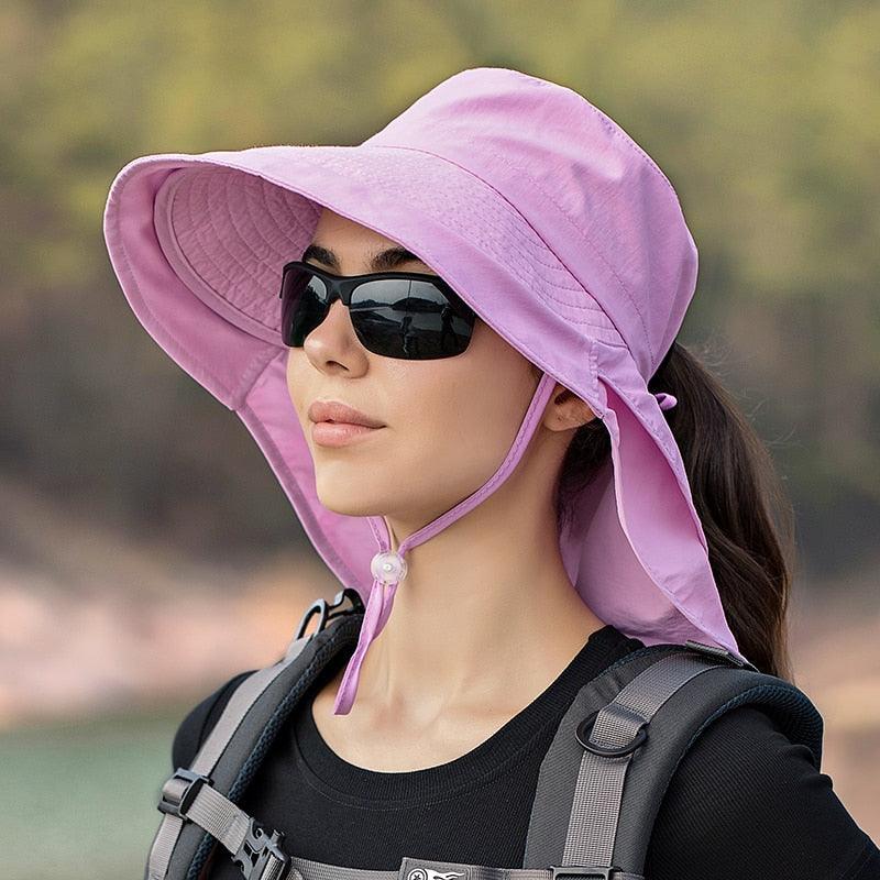 One Size Women Wide Large Sun Hat Bucket Hat Summer Outdoor Fishing Hiking UV Anti Neck Protection Shawl Wide Hat UV Sun Protection Safari Unisex Cap Ladies Hat Sport Summer Hat Stevvex