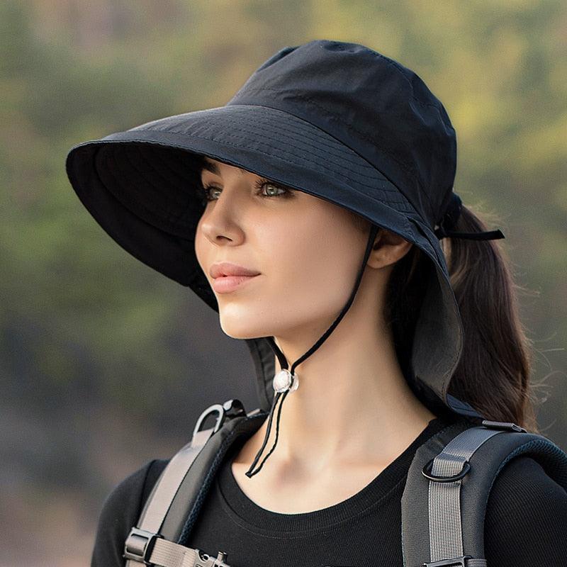 One Size Women Wide Large Sun Hat Bucket Hat Summer Outdoor Fishing Hiking UV Anti Neck Protection Shawl Wide Hat UV Sun Protection Safari Unisex Cap Ladies Hat Sport Summer Hat Stevvex