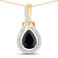 1.48 Carat Genuine Blue Sapphire and White Diamond 14K Yellow Gold Pendant Bids.com