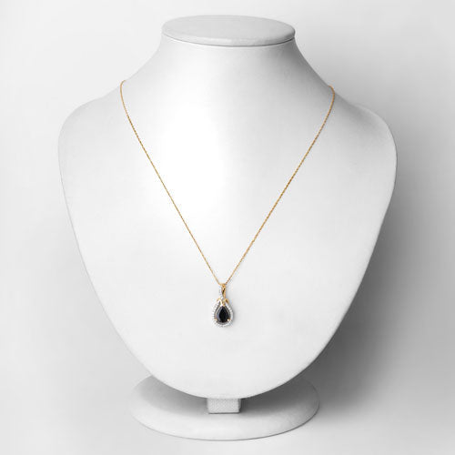 1.48 Carat Genuine Blue Sapphire and White Diamond 14K Yellow Gold Pendant Bids.com