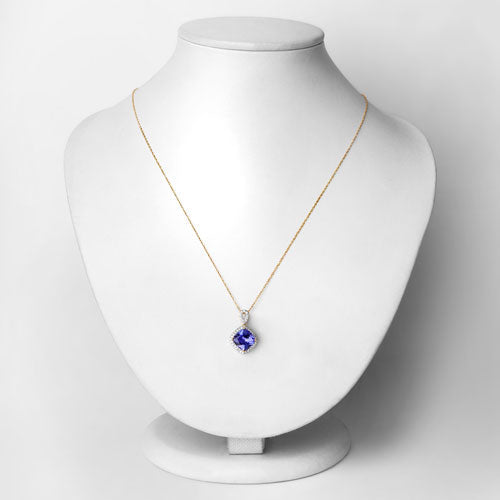 2.54 Carat Genuine Tanzanite and White Diamond 14K Yellow Gold Pendant Bids.com
