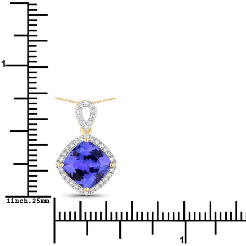 2.54 Carat Genuine Tanzanite and White Diamond 14K Yellow Gold Pendant Bids.com