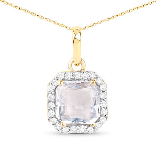1.63 Carat Genuine White Sapphire and White Diamond 14K Yellow Gold Pendant Bids.com