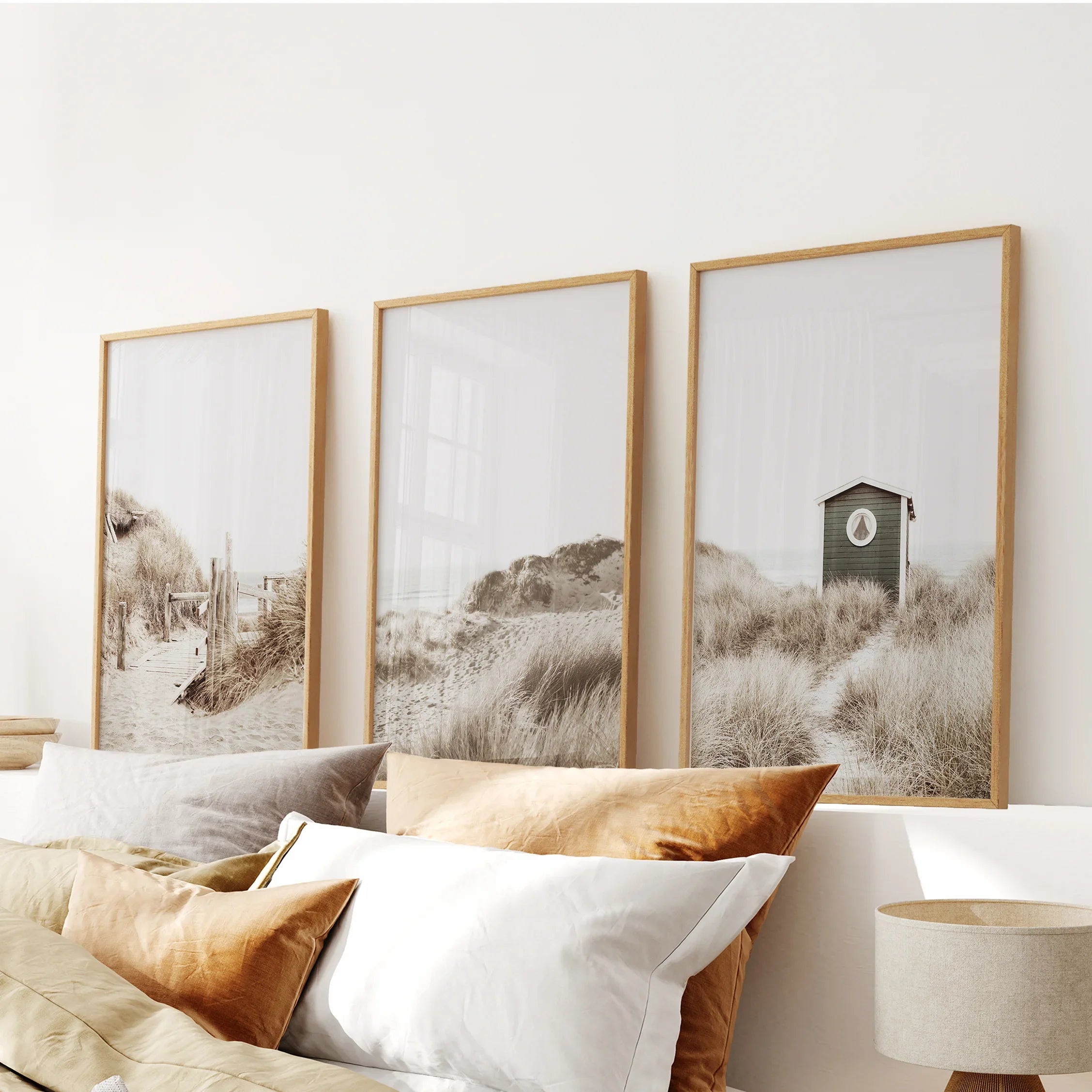 Minimalist Coastal Gallery Wall. Beige Beach Decor Set