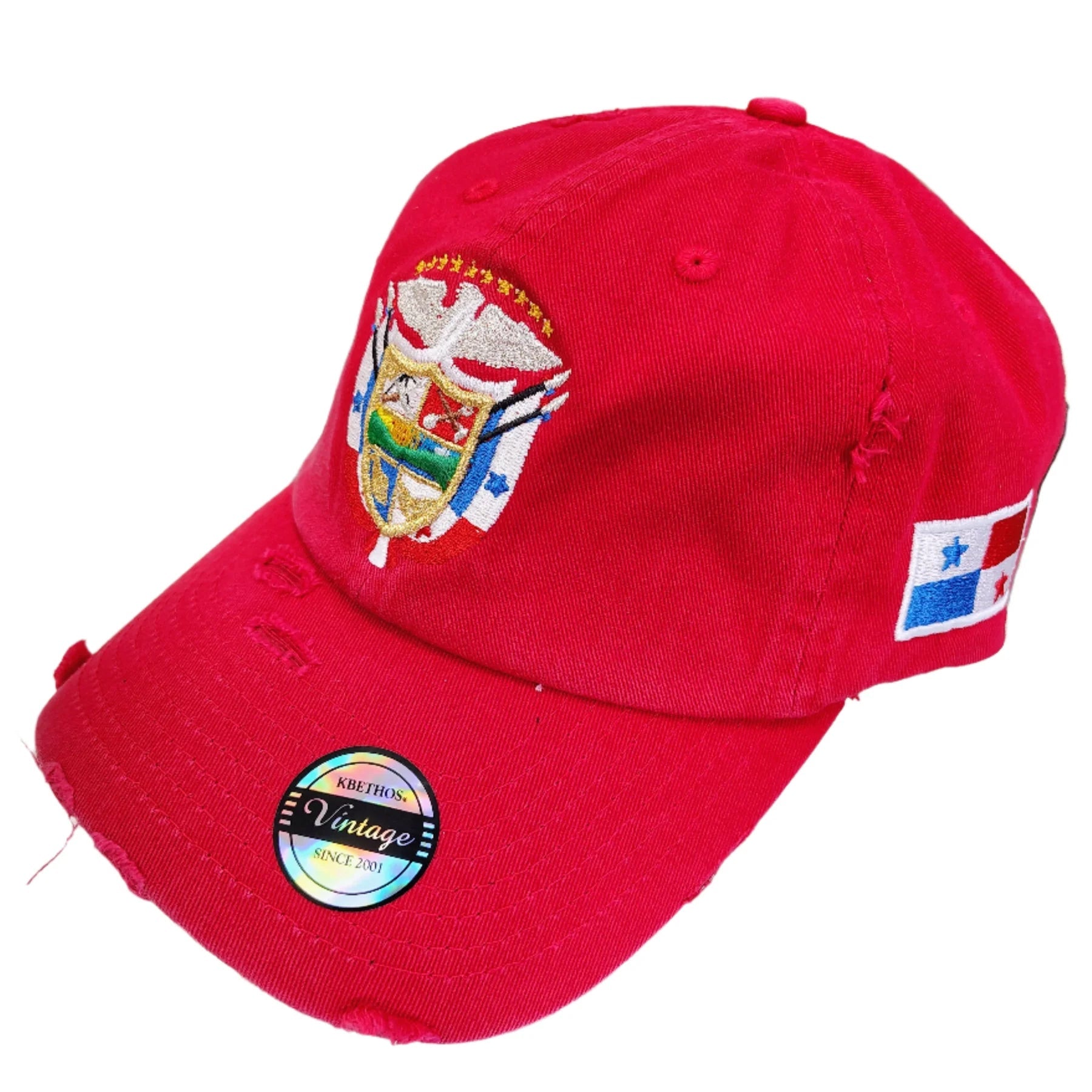 Vintage Panama Hats with Embroidered Panama Shield and Flag Peligro Sports