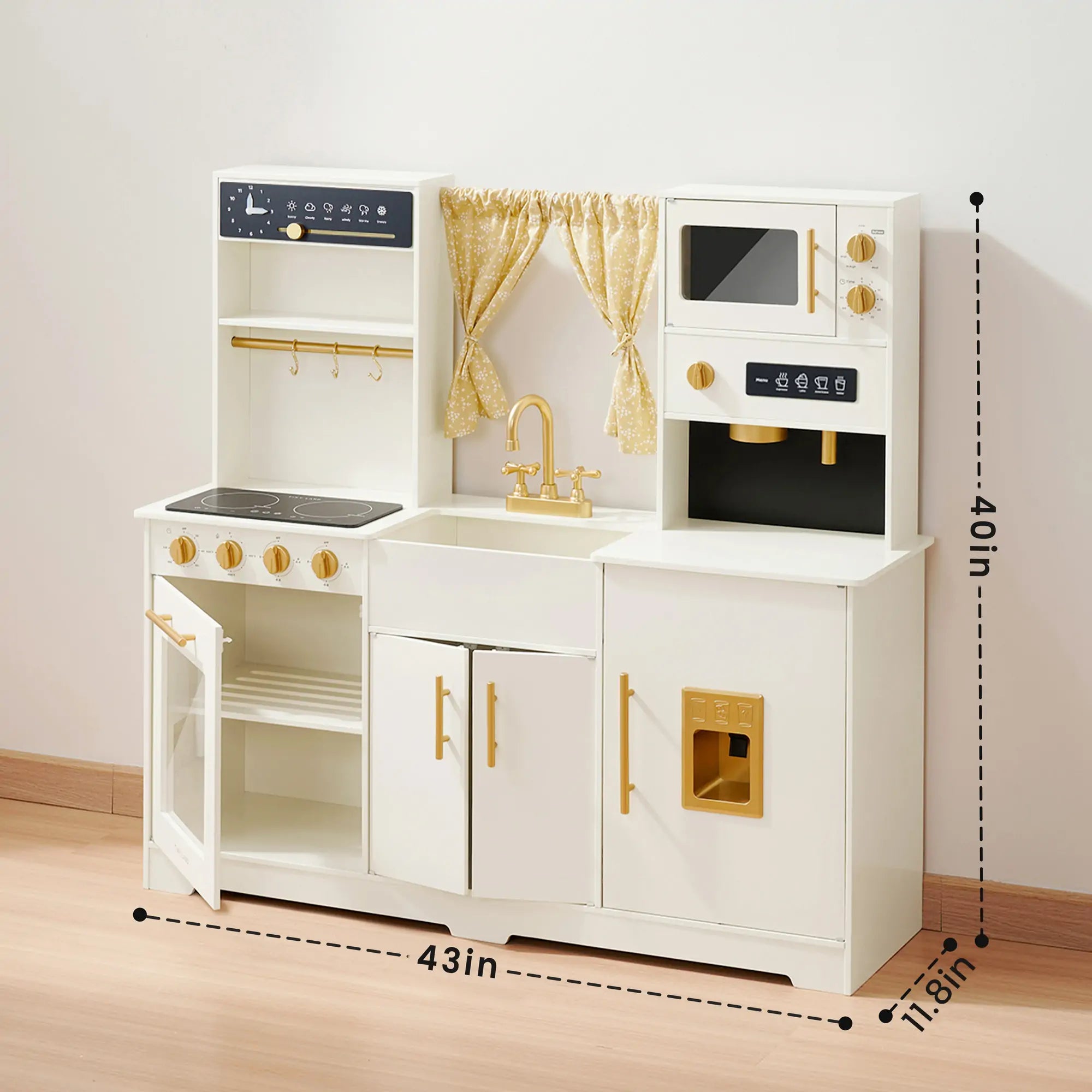 Tiny Land® Iconic Wooden Play Kitchen – Cream Pretend Cooking Set for Kids Tiny Land INC