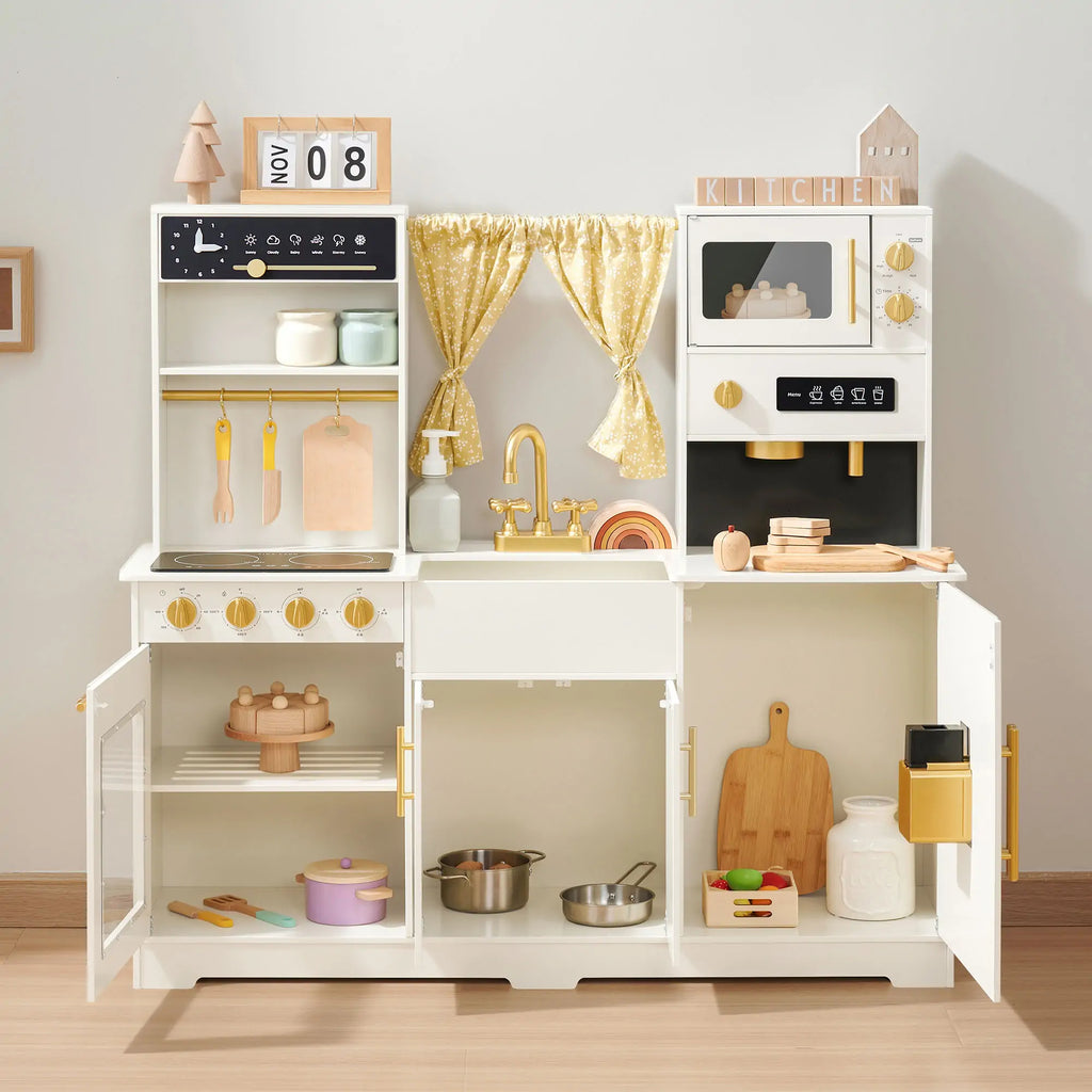 Tiny Land® Iconic Wooden Play Kitchen – Cream Pretend Cooking Set for Kids Tiny Land INC