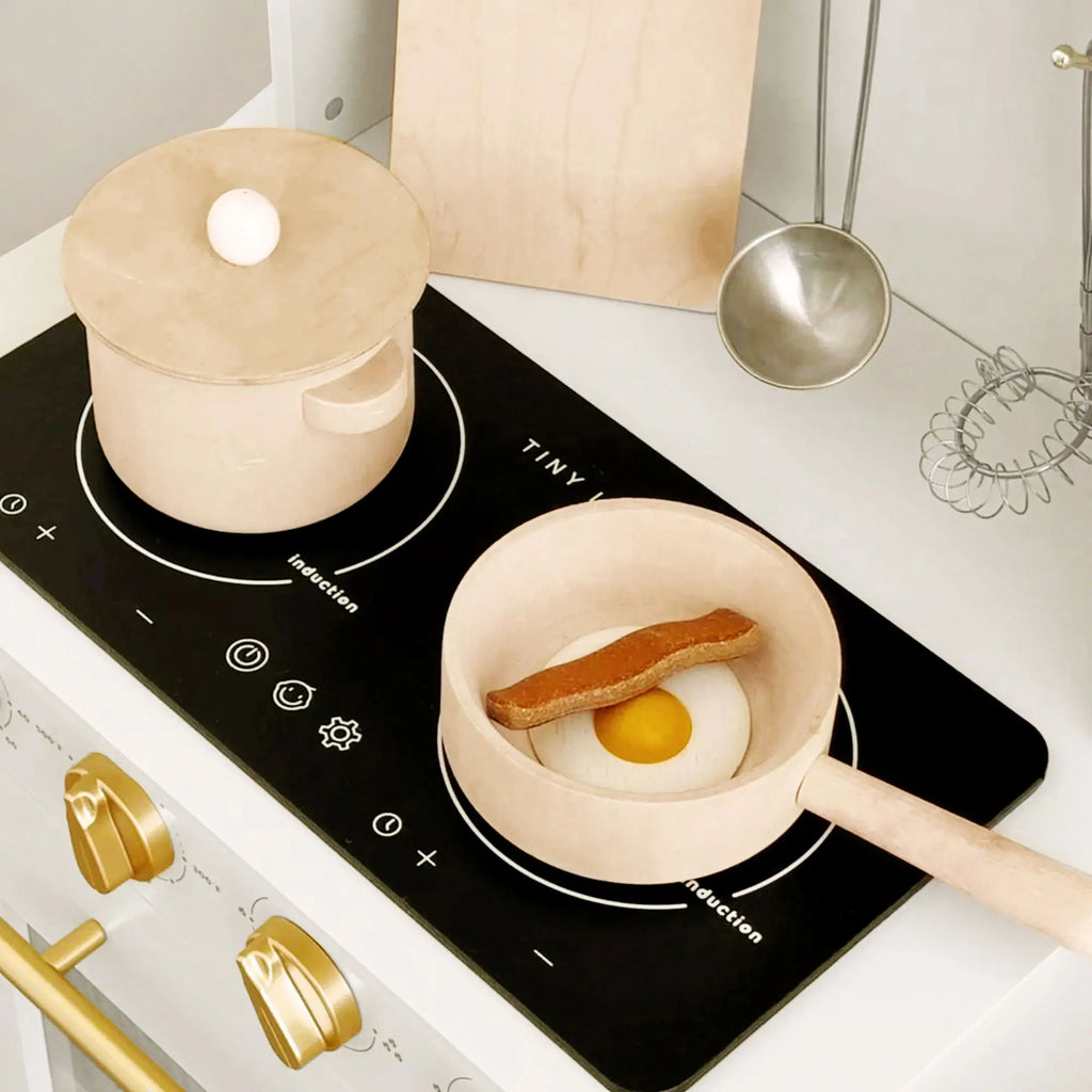 Tiny Land® Iconic Wooden Play Kitchen – Cream Pretend Cooking Set for Kids Tiny Land INC