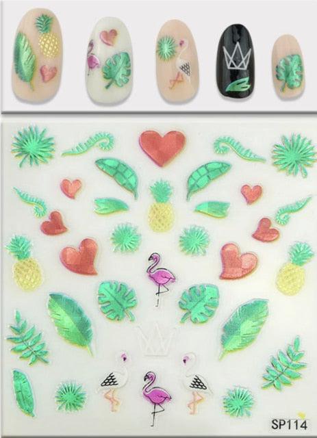 Plant Laser Abstract Lady Face Nail Decals Sliders Paper Art Decor Gel Polish Sticker Manicure Foils 3D Rhinestone Sticker Fun Nail Art Stickers Decal 3D Self-Adhesive Abstract Face Curve Graffiti Nail Design for Acrylic Nail Supplies