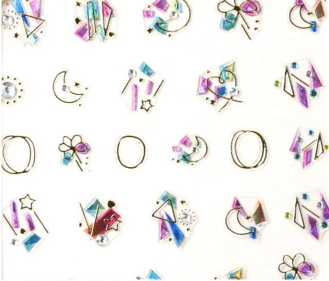 Plant Laser Abstract Lady Face Nail Decals Sliders Paper Art Decor Gel Polish Sticker Manicure Foils 3D Rhinestone Sticker Fun Nail Art Stickers Decal 3D Self-Adhesive Abstract Face Curve Graffiti Nail Design for Acrylic Nail Supplies