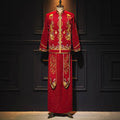 Plus Size Red Dragon Embroidery Slimming Toast Dress