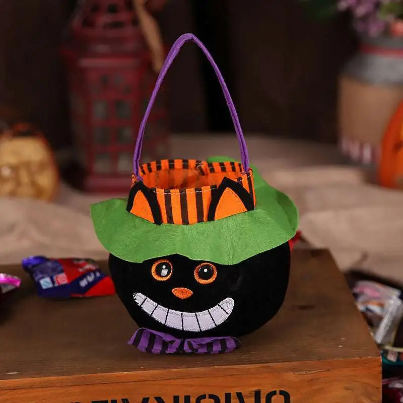 Plush Pumpkin Halloween Candy Bags with Witch Hat Royalessencelux