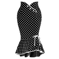 Polka Dots Half Body Slim Fit Fishtail Skirt