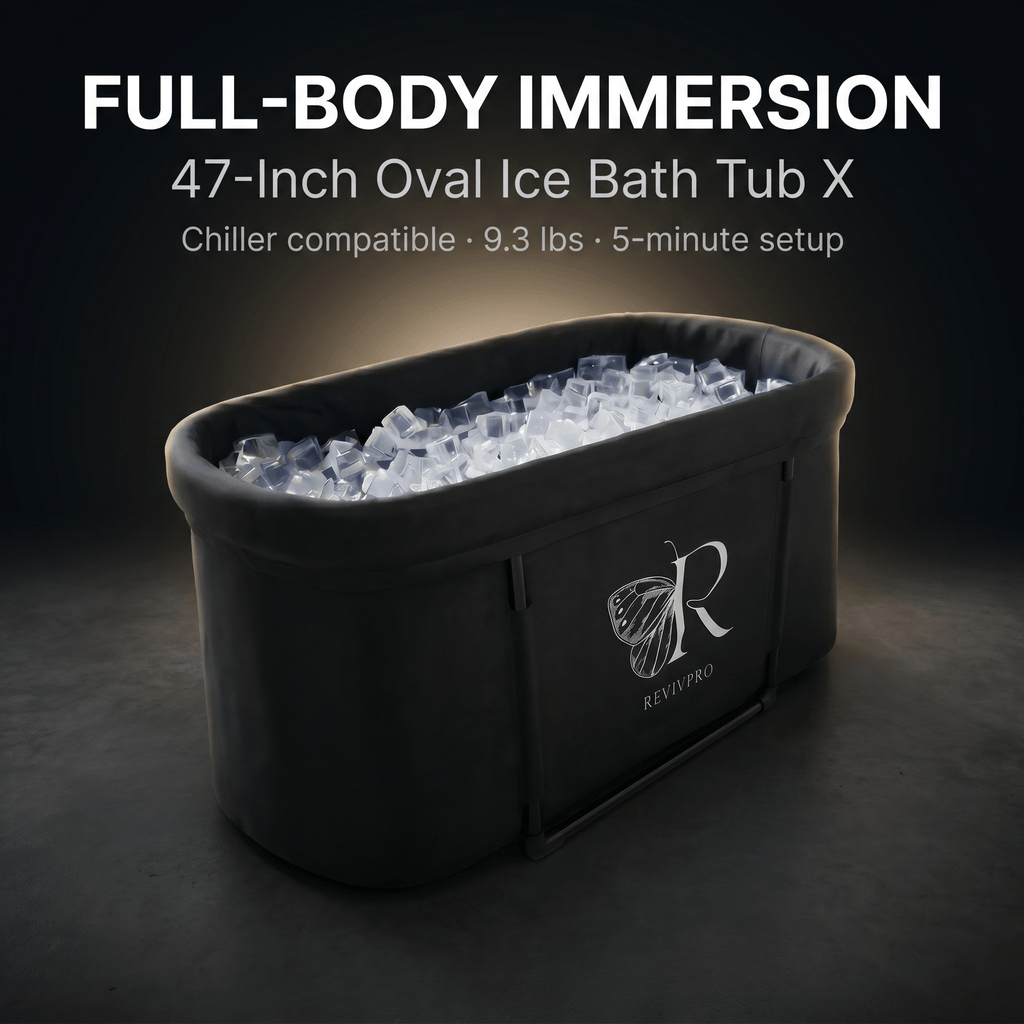 Portable Oval Ice Bath Tub X with Extra Length - Water Chiller Compatible Cold Plunge RevivPro