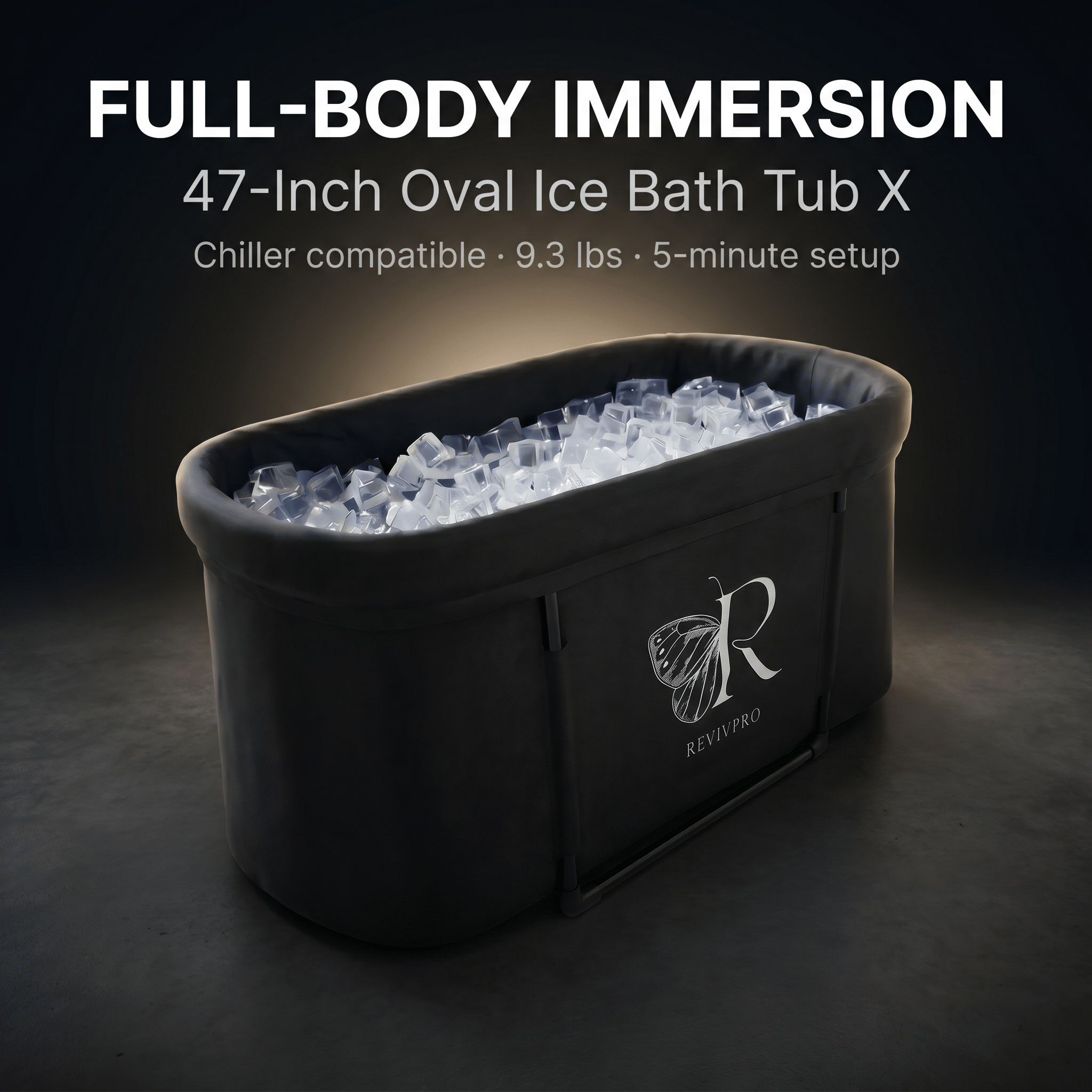 Portable Oval Ice Bath Tub X with Extra Length - Water Chiller Compatible Cold Plunge RevivPro