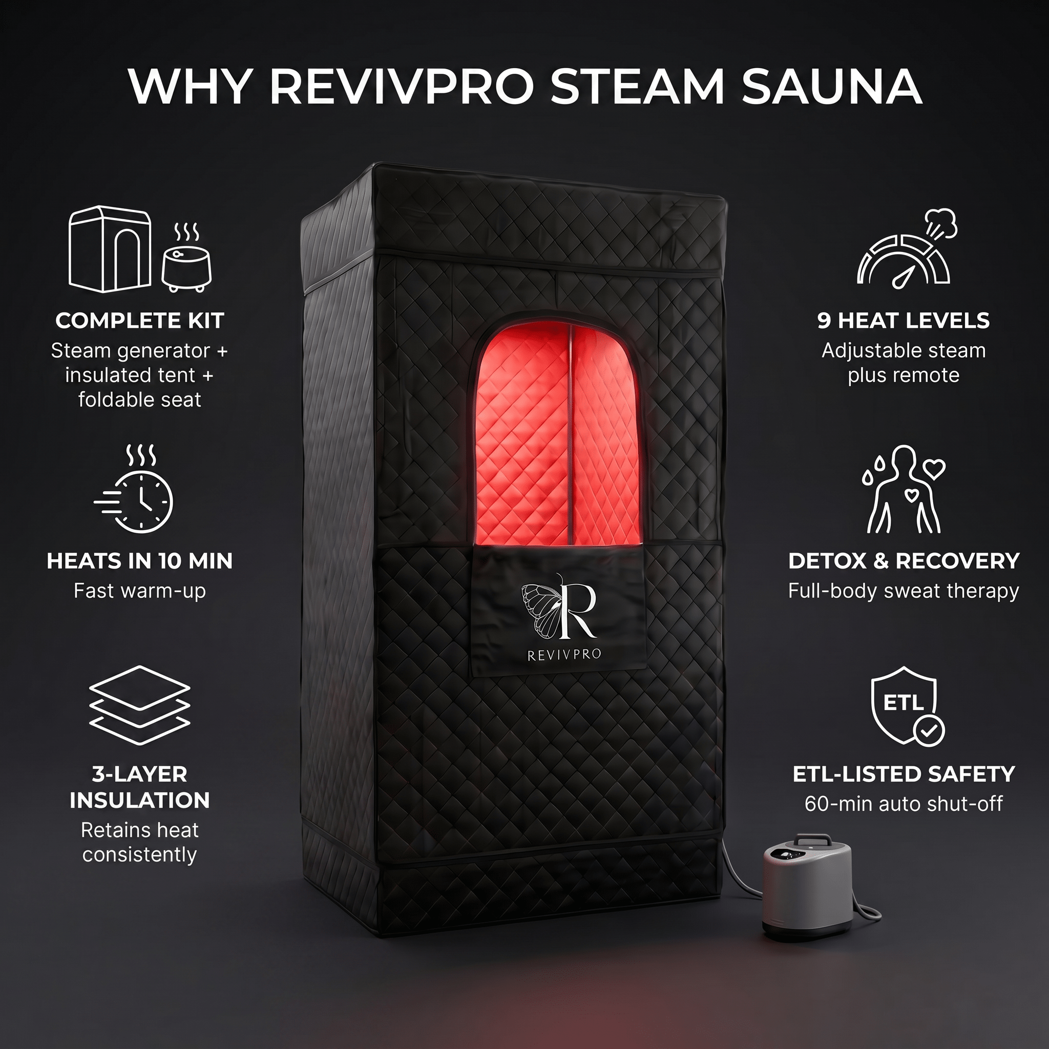 Portable Steam Sauna Box with Steamer RevivPro