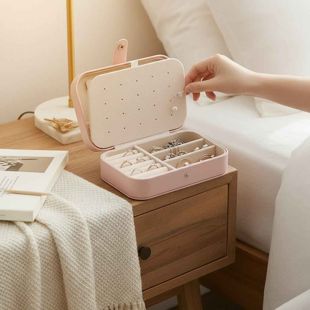 Small Jewelry Organizer Box Travel Case for Rings and Earrings Dashing Nova