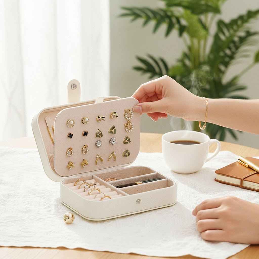 Small Jewelry Organizer Box Travel Case for Rings and Earrings Dashing Nova