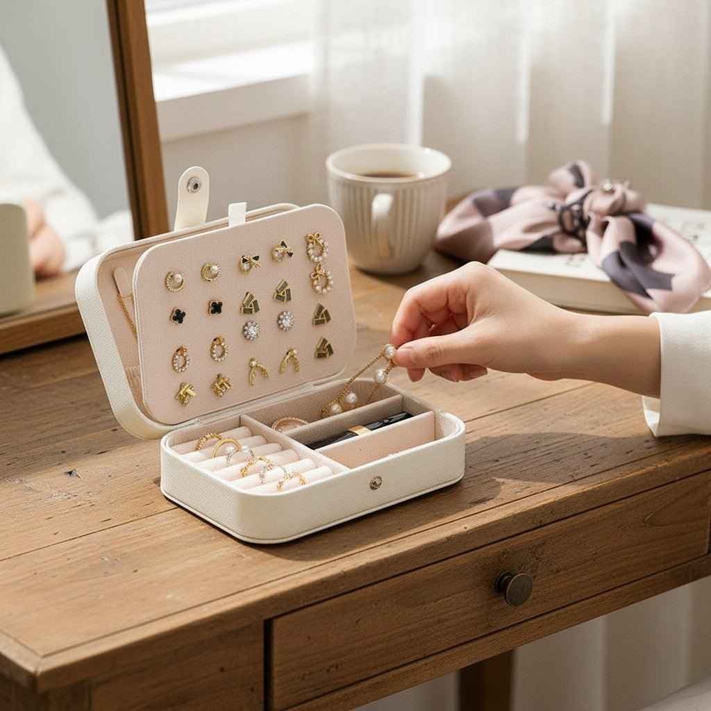 Small Jewelry Organizer Box Travel Case for Rings and Earrings Dashing Nova
