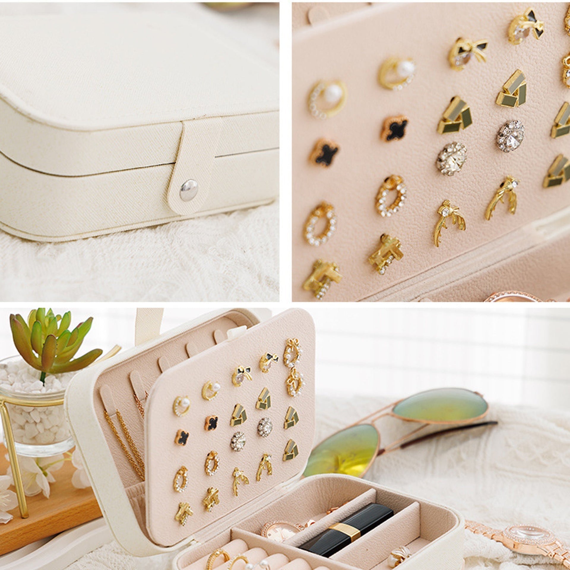 Small Jewelry Organizer Box Travel Case for Rings and Earrings Dashing Nova