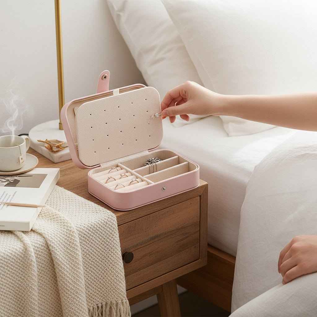 Small Jewelry Organizer Box Travel Case for Rings and Earrings Dashing Nova