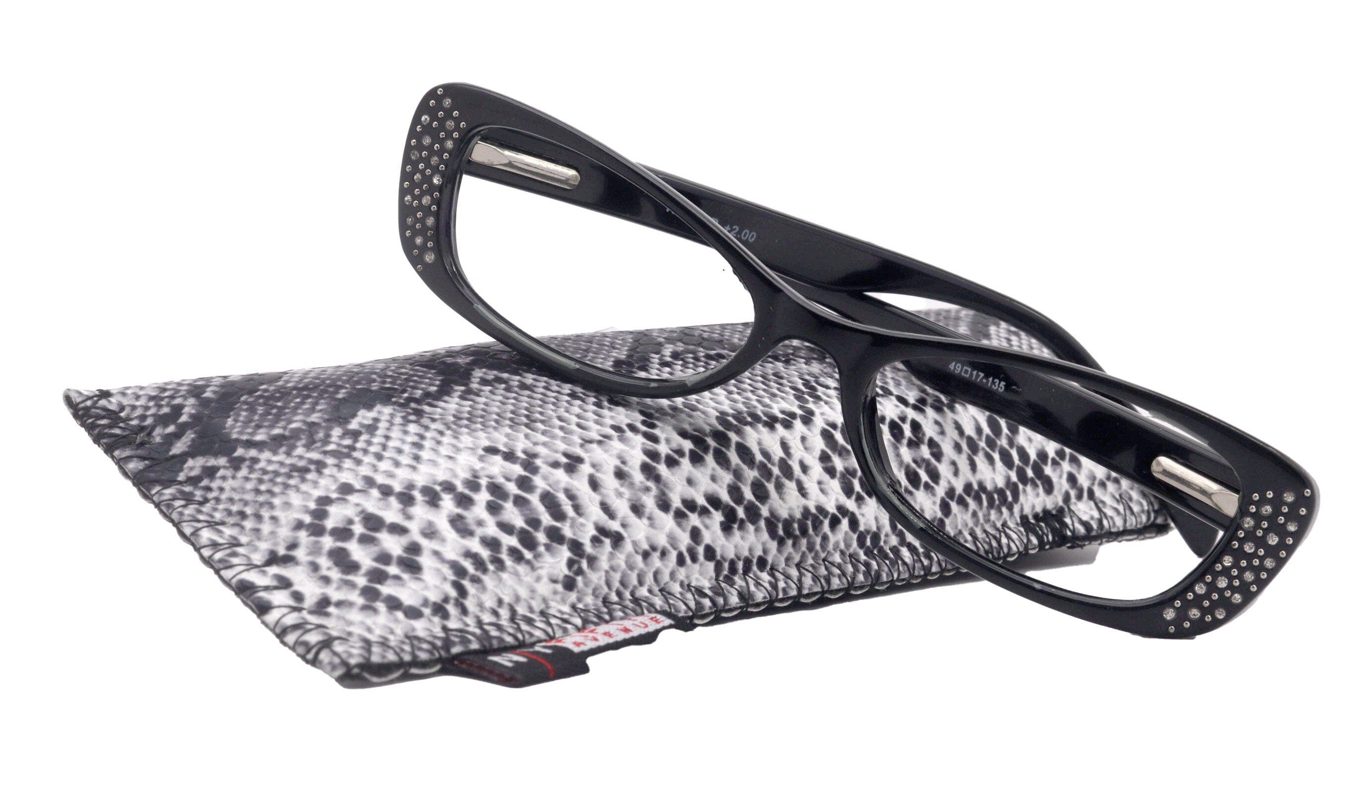 Premium Reading Glasses High End Reading Glass,  Small Frame Black  +1.25 to +3.00 magnifying glasses, Cat Eye. optical Frames
