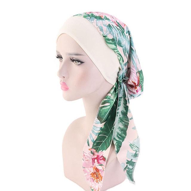 Fashion Printed Flowers Soft Beanie Turban Hat Inner Hijabs Cap Muslim Head Scarf Turban Bonnet Ladies Wrap Under Hijab Caps For Women Stevvex