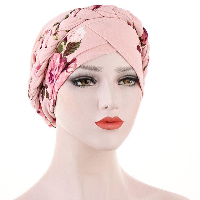 Fashion Soft Cotton Print Braid Turban Lightweight Muslim Turbans Head For Women Women's Hijabs Caps Hat Lightweight Inner Hijab Caps Elegant Arab Wrap Head Scarves Turban Scarf For Women Stevvex