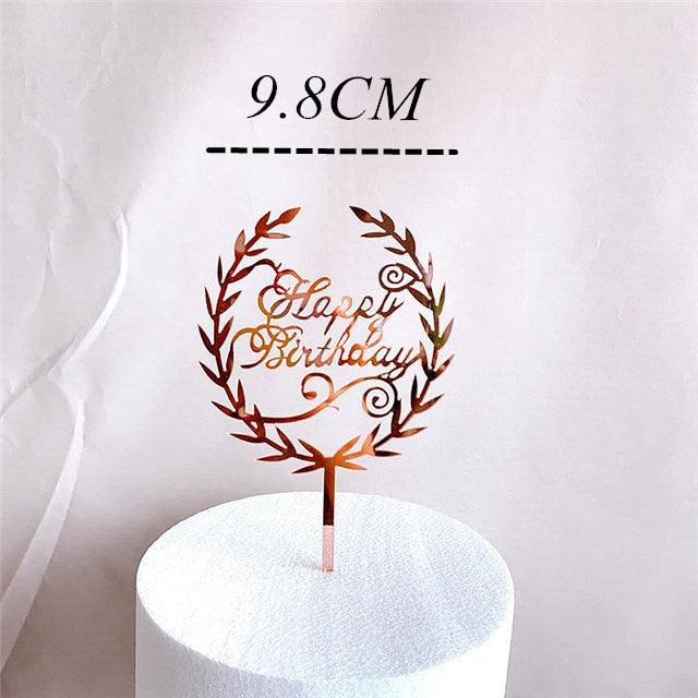 New Colored Flowers Happy Birthday Cake Topper Happy Birthday Cake Topper Acrylic With Flowers Cupcake Topper For Various Birthday Party Cake Decorations Golden Acrylic Birthday Party Dessert Decoration For Baby Shower Baking Supplies Stevvex