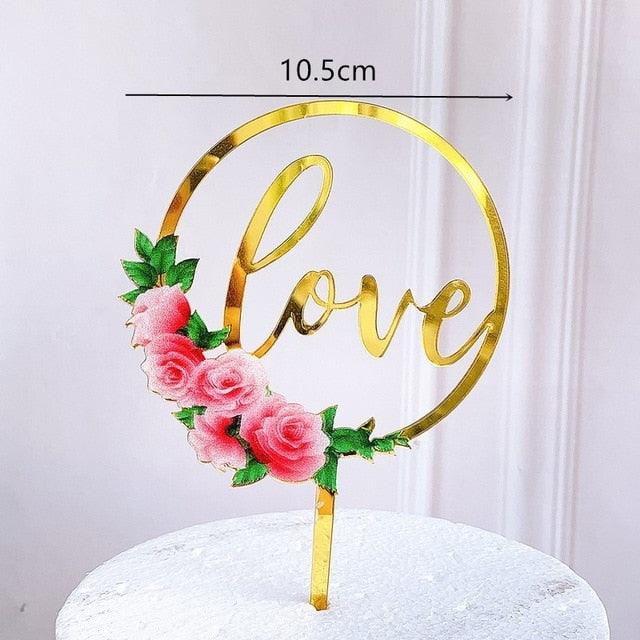 New Colored Flowers Happy Birthday Cake Topper Happy Birthday Cake Topper Acrylic With Flowers Cupcake Topper For Various Birthday Party Cake Decorations Golden Acrylic Birthday Party Dessert Decoration For Baby Shower Baking Supplies Stevvex
