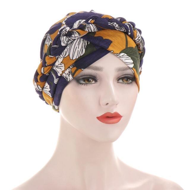 Fashion Soft Cotton Print Braid Turban Lightweight Muslim Turbans Head For Women Women's Hijabs Caps Hat Lightweight Inner Hijab Caps Elegant Arab Wrap Head Scarves Turban Scarf For Women Stevvex