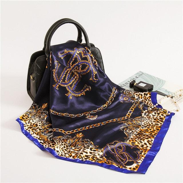 Luxury Long Soft Square Silk Scarves Lightweight Elegant Satin Silk Soft Head Wrap Escharpe Hijab Scarf Muslim Female Silky Shawls Wrap Hair Head Scarves Bandanna For  Women 90*90cm Stevvex