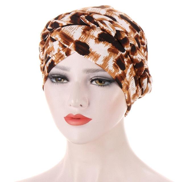 Fashion Soft Cotton Print Braid Turban Lightweight Muslim Turbans Head For Women Women's Hijabs Caps Hat Lightweight Inner Hijab Caps Elegant Arab Wrap Head Scarves Turban Scarf For Women Stevvex