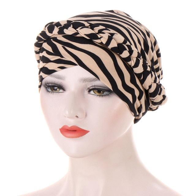 Fashion Soft Cotton Print Braid Turban Lightweight Muslim Turbans Head For Women Women's Hijabs Caps Hat Lightweight Inner Hijab Caps Elegant Arab Wrap Head Scarves Turban Scarf For Women Stevvex