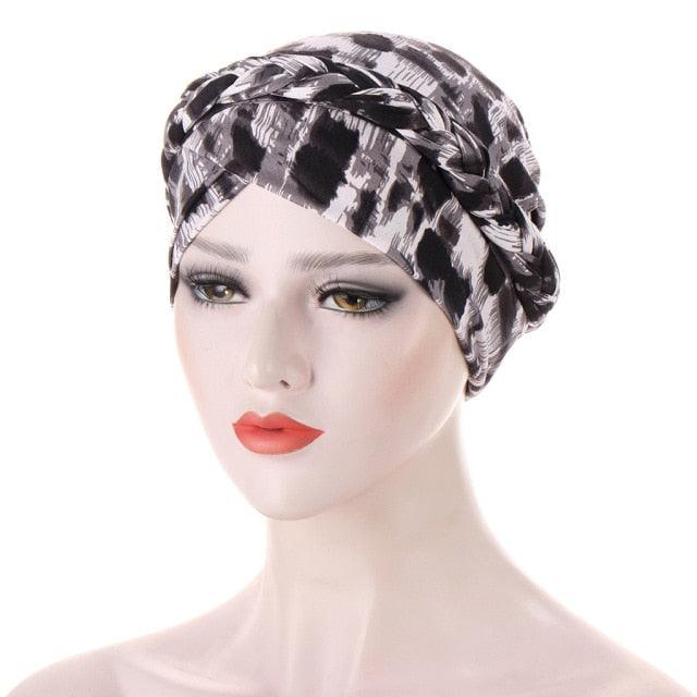Fashion Soft Cotton Print Braid Turban Lightweight Muslim Turbans Head For Women Women's Hijabs Caps Hat Lightweight Inner Hijab Caps Elegant Arab Wrap Head Scarves Turban Scarf For Women Stevvex