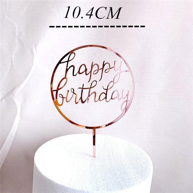 New Colored Flowers Happy Birthday Cake Topper Happy Birthday Cake Topper Acrylic With Flowers Cupcake Topper For Various Birthday Party Cake Decorations Golden Acrylic Birthday Party Dessert Decoration For Baby Shower Baking Supplies Stevvex