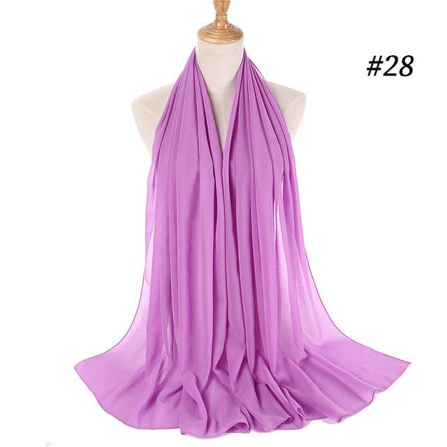 New Long Solid Colorful Soft Chiffon Hijab Elegant Scarf Wrap Lightweight Islamic Head Wear Escharpe Shawls Headband Stole Muslim Hijabs Wrap Headscarf Scarves Colors For Women Stevvex