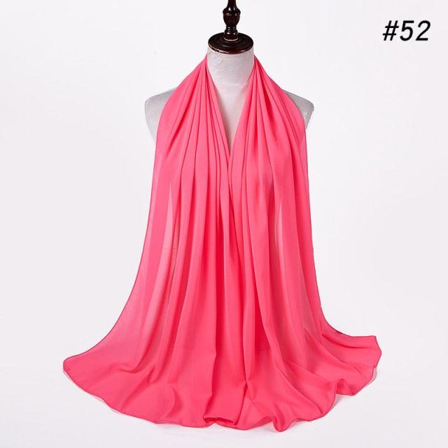 New Long Solid Colorful Soft Chiffon Hijab Elegant Scarf Wrap Lightweight Islamic Head Wear Escharpe Shawls Headband Stole Muslim Hijabs Wrap Headscarf Scarves Colors For Women Stevvex