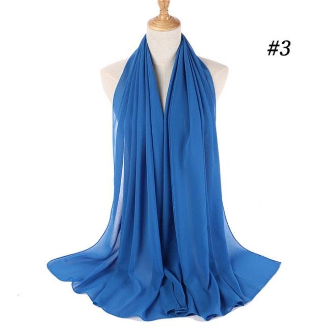 New Long Solid Colorful Soft Chiffon Hijab Elegant Scarf Wrap Lightweight Islamic Head Wear Escharpe Shawls Headband Stole Muslim Hijabs Wrap Headscarf Scarves Colors For Women Stevvex