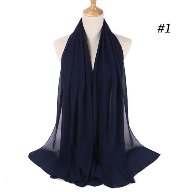 New Long Solid Colorful Soft Chiffon Hijab Elegant Scarf Wrap Lightweight Islamic Head Wear Escharpe Shawls Headband Stole Muslim Hijabs Wrap Headscarf Scarves Colors For Women Stevvex