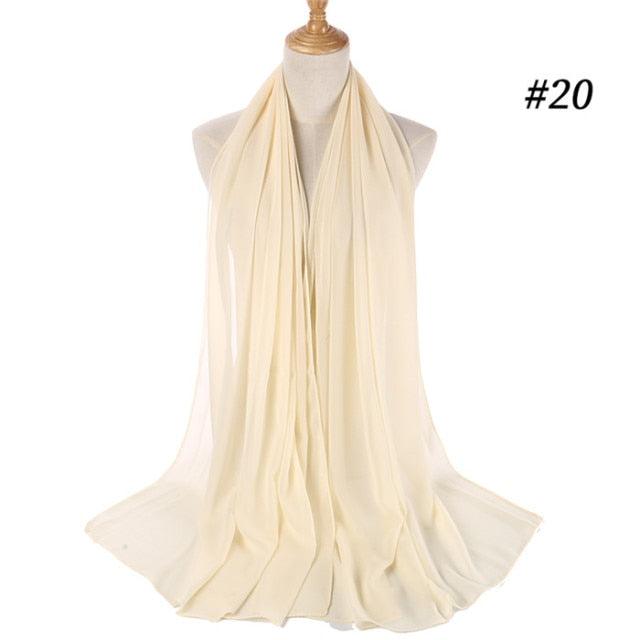 New Long Solid Colorful Soft Chiffon Hijab Elegant Scarf Wrap Lightweight Islamic Head Wear Escharpe Shawls Headband Stole Muslim Hijabs Wrap Headscarf Scarves Colors For Women Stevvex